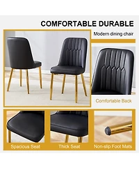 Streamdale Set of 8 Dining Chairs with Pu Backrest and Gold Metal Legs
