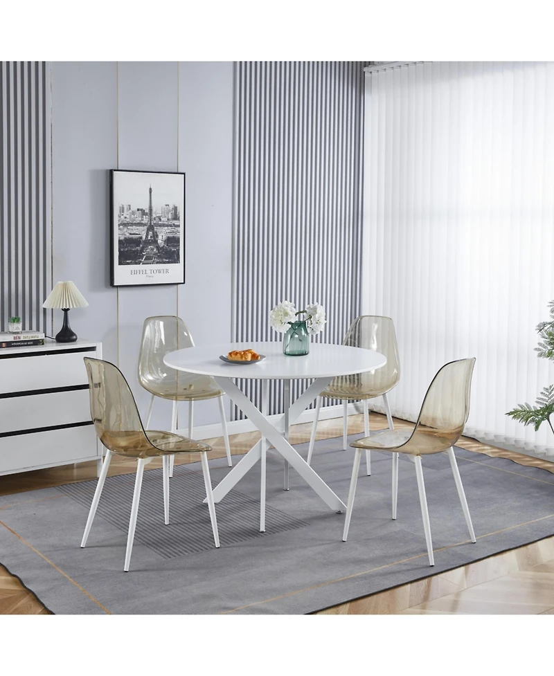 Streamdale 42" Mid-Century Dining Table with Round Mdf Top and Pedestal Base