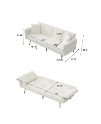 Streamdale 79 inch corduroy sofa bed, foldable double sofa bed with folding armrests, suitable for living rooms and small spaces
