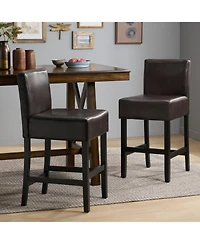 Streamdale Set of 2 26" Portman Bonded Leather Counter Height Barstool, Brown