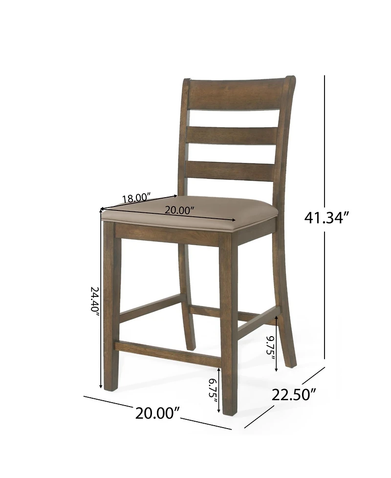 Streamdale Farmhouse Upholstered Wood Counter Stools (Set of 2)