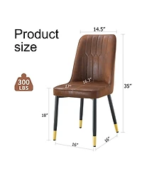 Streamdale 8-Piece Brown Velvet Dining Chair Set with Black Metal Legs