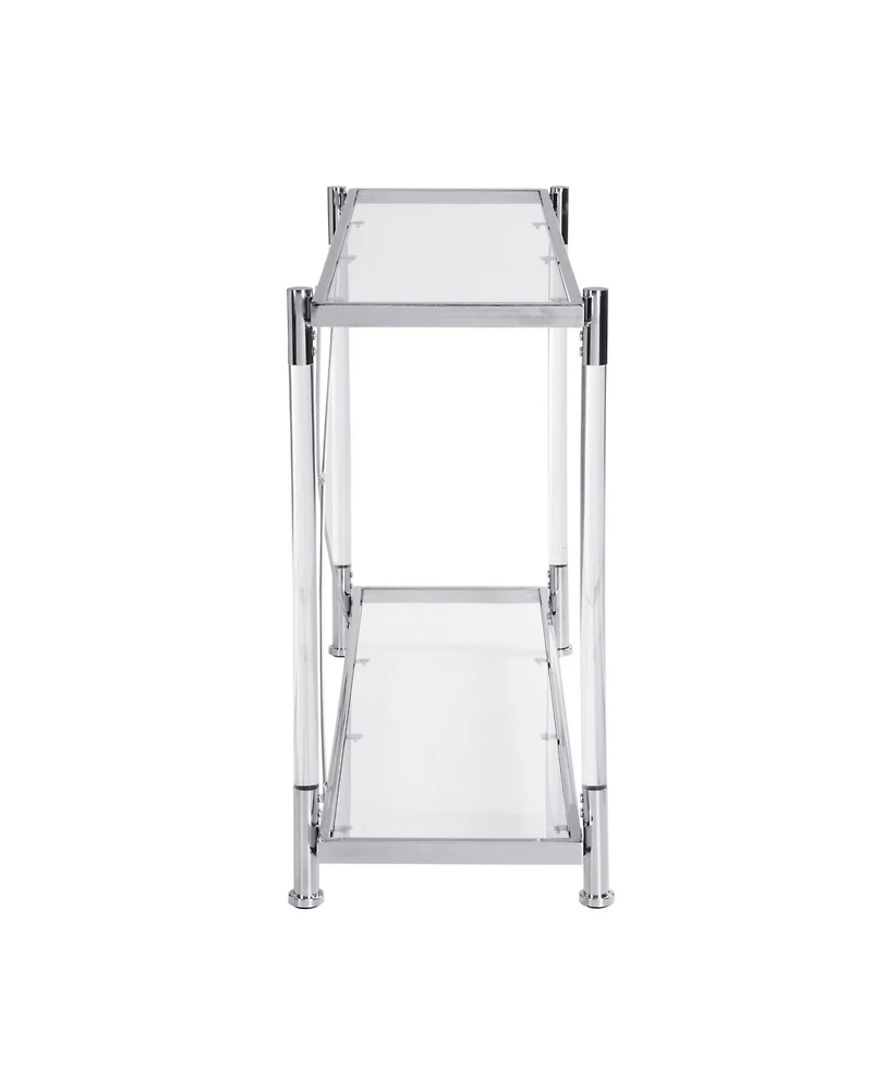 Streamdale Chrome & Acrylic Glass Sofa Table with Storage Shelves