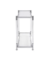 Streamdale Chrome & Acrylic Glass Sofa Table with Storage Shelves