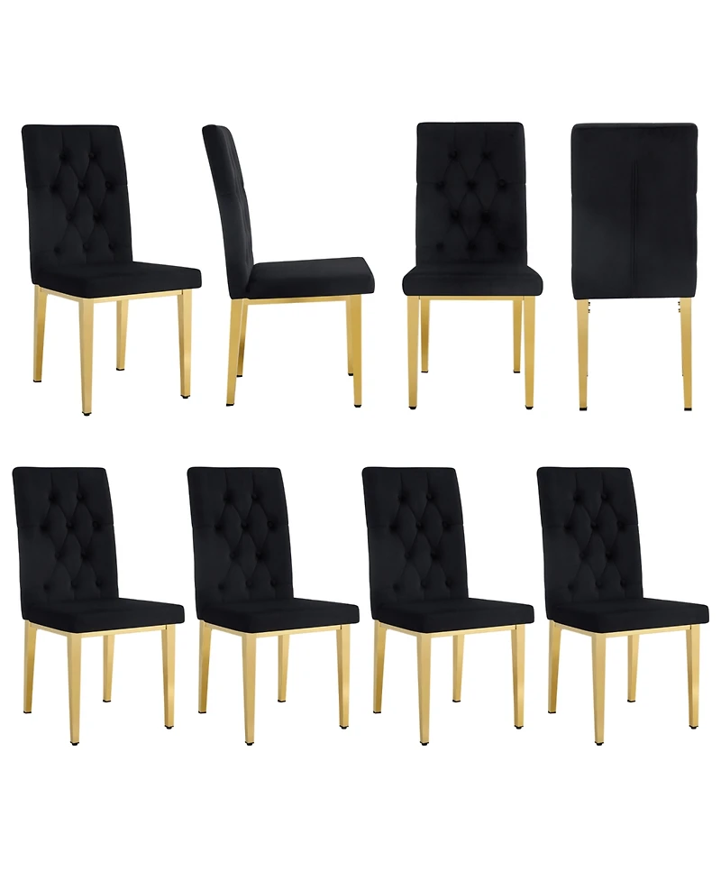 Streamdale 8-Piece Velvet Dining Chairs with Gold Metal Legs
