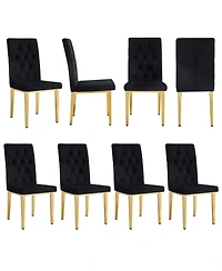 Streamdale 8-Piece Velvet Dining Chairs with Gold Metal Legs