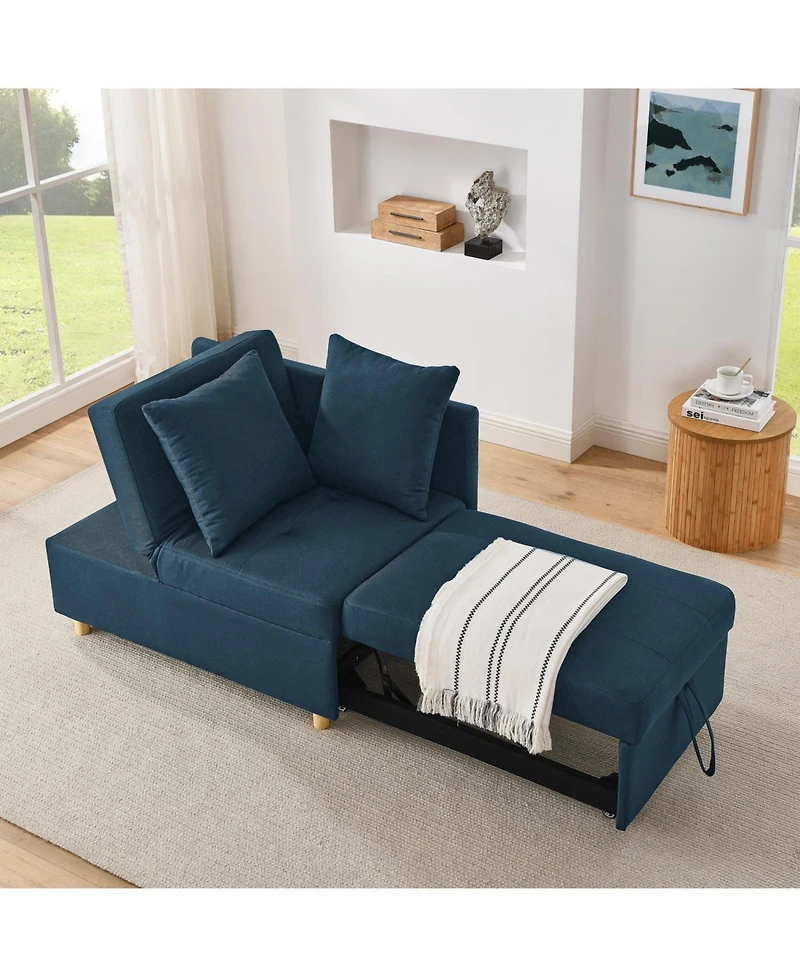 Streamdale Convertible Sofa Bed with Adjustable Backrest and Wheels, Blue