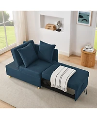 Streamdale Convertible Sofa Bed with Adjustable Backrest and Wheels, Blue