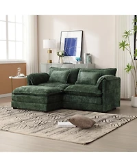 Streamdale Chenille fabric, removable armrests with side pockets, high density sponge filling, oversized double sofa with footstool