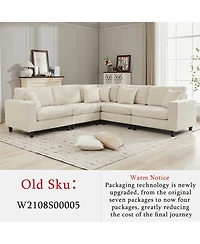 Streamdale Oversized Corduroy Modular Sofa Set 5-Seat L-Shaped