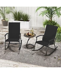 Gouun 2 Pieces Outdoor Rocking Chairs with Breathable Backrest