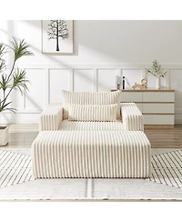 Streamdale Corduroy Sponge Sofa Lounge Chair with Removable Footrest