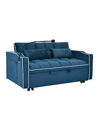 Streamdale Versatile 55.5" Sofa Bed with Usb, Ashtray & Phone Stand (Blue