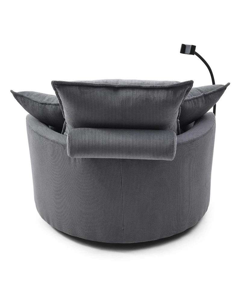 Streamdale Modern 360 Swivel Accent Chair with 4 Pillows (Grey)