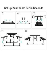 Skonyon 6ft Picnic Table with 2 Benches Heavy-Duty Table for 6-8 Person