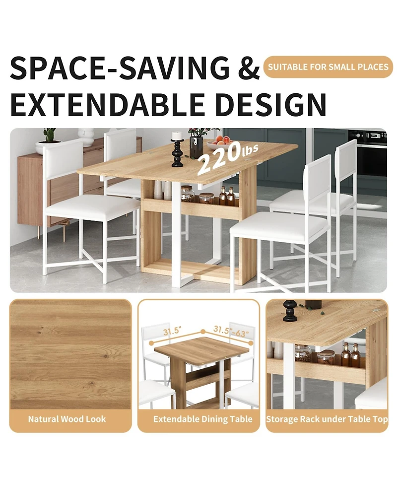 Streamdale Compact Extendable Dining Set with 4 Chairs