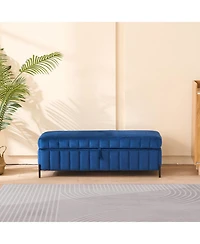 Streamdale 49.21"Wide Velvet Storage Soft Bench for Living Room, Entryway and Bedroom. Navy