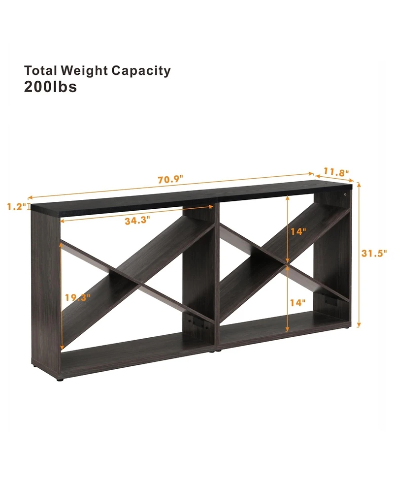 Streamdale 70.87" X-Shape Farmhouse Console Table with Storage