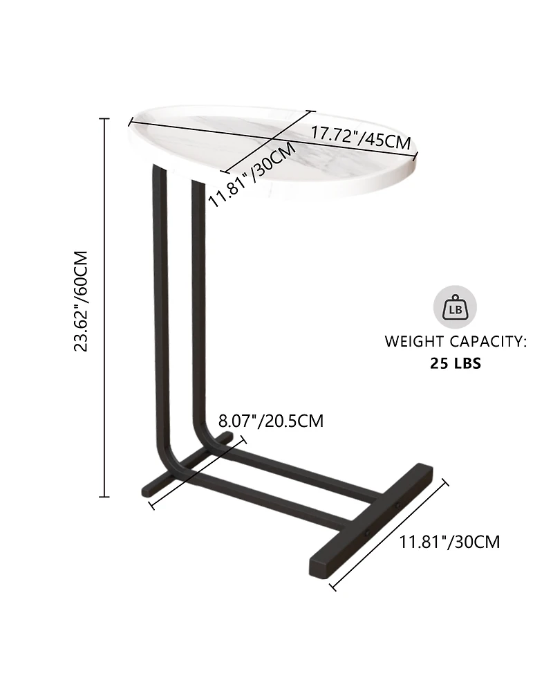 Streamdale 2-Piece C-Shaped End Table with Slide (White)