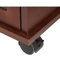 Streamdale Powered End Table with Charging Station, Nightstand with Storage, Wheels, Red