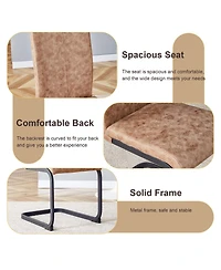 Streamdale Modern Grey Marble Table with Metal Frame and 4 Arched Brown Fabric Chairs