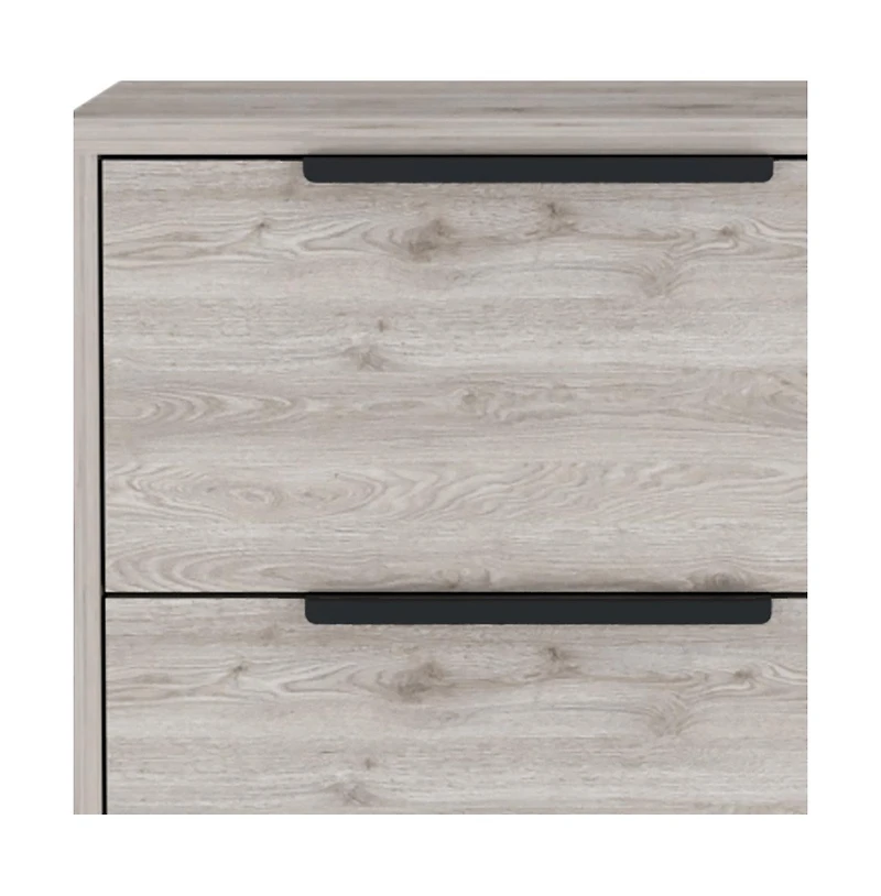 Two Drawer Faux Wood Nightstand for Lamps Books and Bedroom Organization