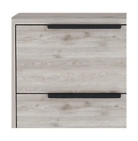 Two Drawer Faux Wood Nightstand for Lamps Books and Bedroom Organization
