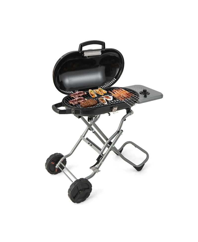 15000 Btu Portable Propane Bbq Grill with Wheels and Side Shelf