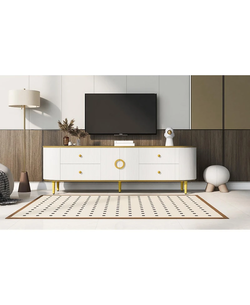 Streamdale Tv Stand - 80 Inch, 4 Drawers, Cabinet, Metal Legs