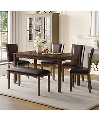 Streamdale 6-Piece Dark Walnut Farmhouse Dining Set