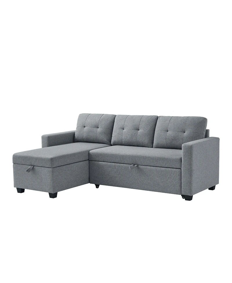 Streamdale Light Grey Pull Out Sectional Sofa with Storage