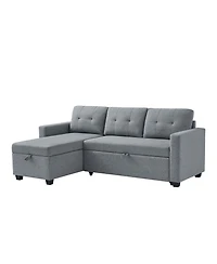 Streamdale Light Grey Pull Out Sectional Sofa with Storage