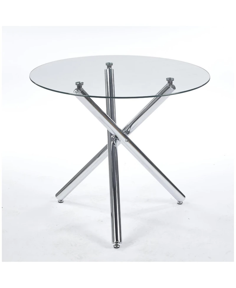 Streamdale Round Glass Dining Table Chrome Leg