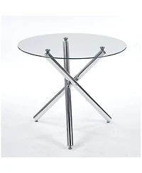 Streamdale Round Glass Dining Table Chrome Leg
