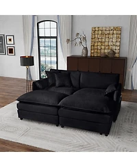 Streamdale Black Deep Seat Sectional Sofa with Ottomans & Pillows