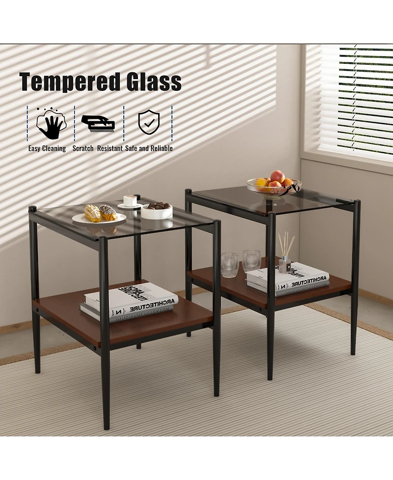 Streamdale Modern Glass Coffee & End Table Set of 3