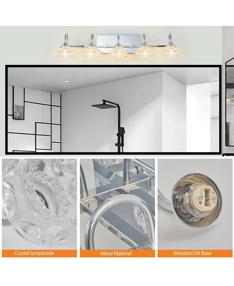 Streamdale Brushed Nickel Vintage Crystal Vanity Light (5-Light, No Bulbs)