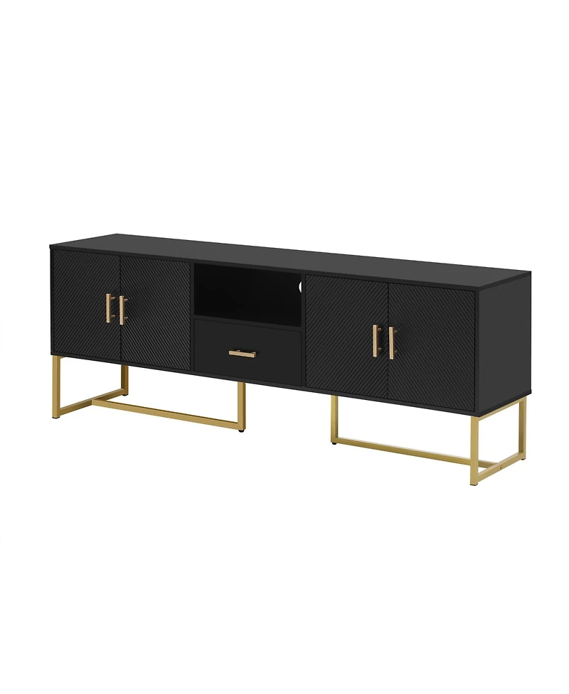 Streamdale Modern Tv Stand for TVs up to 70", with Drawer, Cabinets, Metal Legs, Handles, and Safety Device