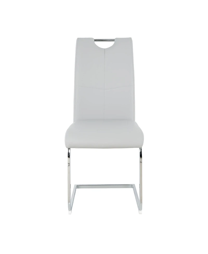 Modern Glass Dining Set with 7 Gray Pu Chairs