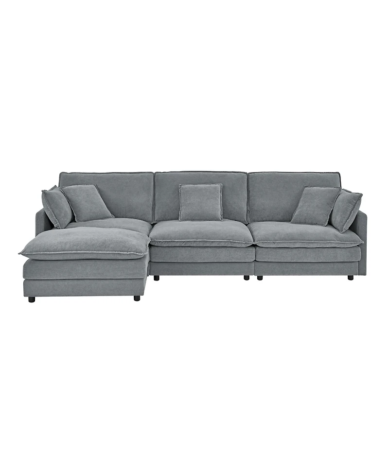 Streamdale Modern L-Shaped Sectional Sofa with Ottoman (Grey)