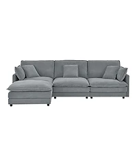 Streamdale Modern L-Shaped Sectional Sofa with Ottoman (Grey)