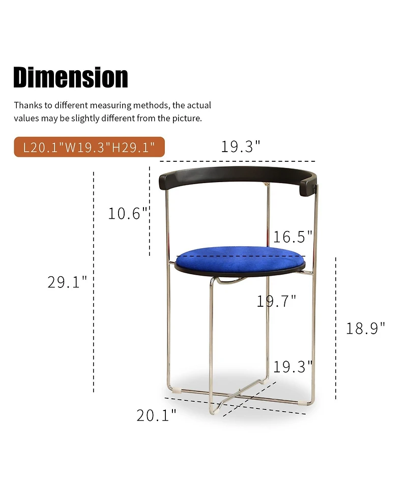 Streamdale Modern Folding Dining Chair, Upholstered with Wood Back, Chrome Frame (Blue, 1 Pack)