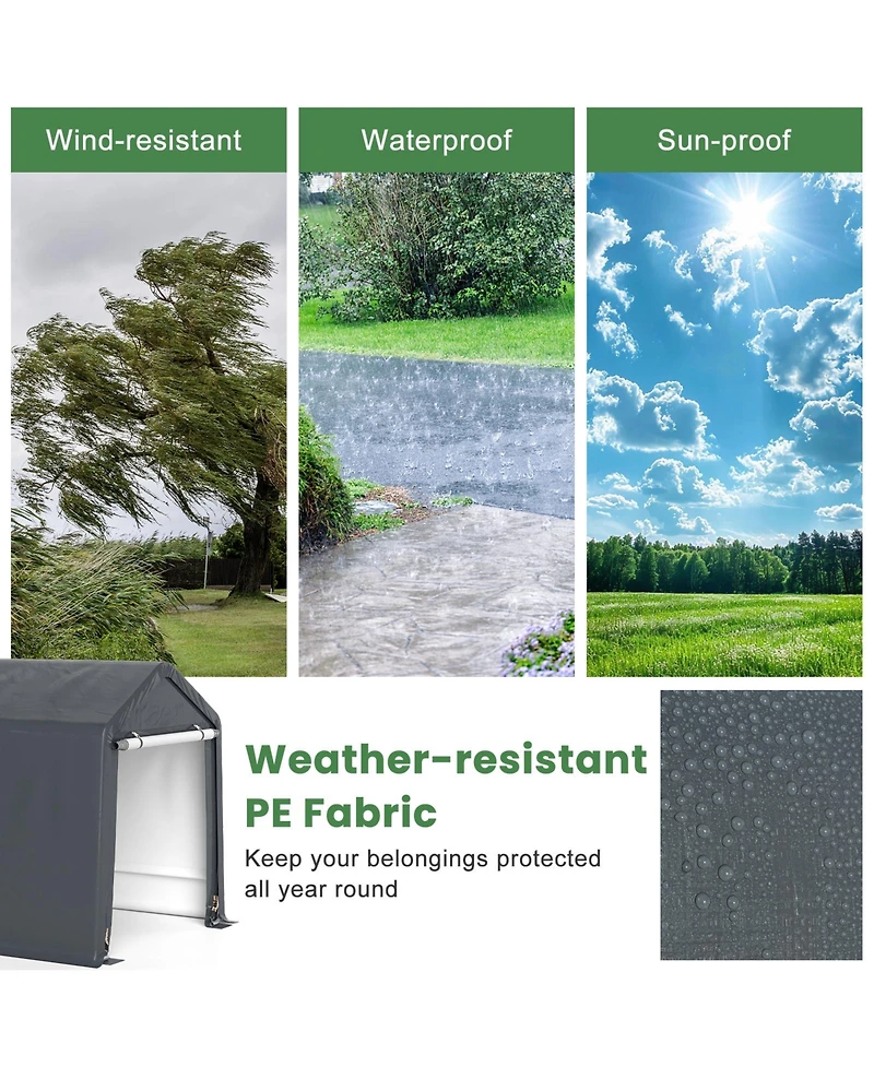 6 x 6.5/8 x 6.5 Feet Portable Motorcycle Outdoor Storage Shelter