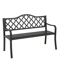 50.5 Inch Patio Bench with Curved Armrests for 2-3 People-Black