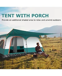 8-10 Person Camping Tent with Double Rooms and 2 Doors