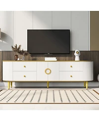 Streamdale Tv Stand - 80 Inch, 4 Drawers, Cabinet, Metal Legs
