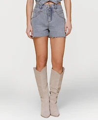 Avec Les Filles Women's Yoke Detail Denim Shorts