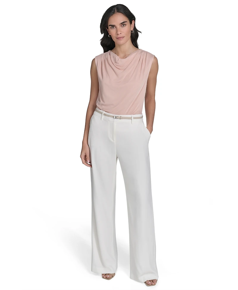Calvin Klein Women's Sleeveless Mesh Drape-Neck Top