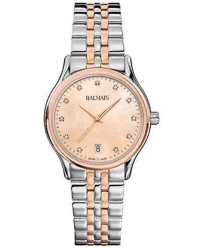 Balmain Women's Swiss Beleganza Diamond (1/20 ct. t.w.) Two-Tone Stainless Steel Bracelet Watch 32mm