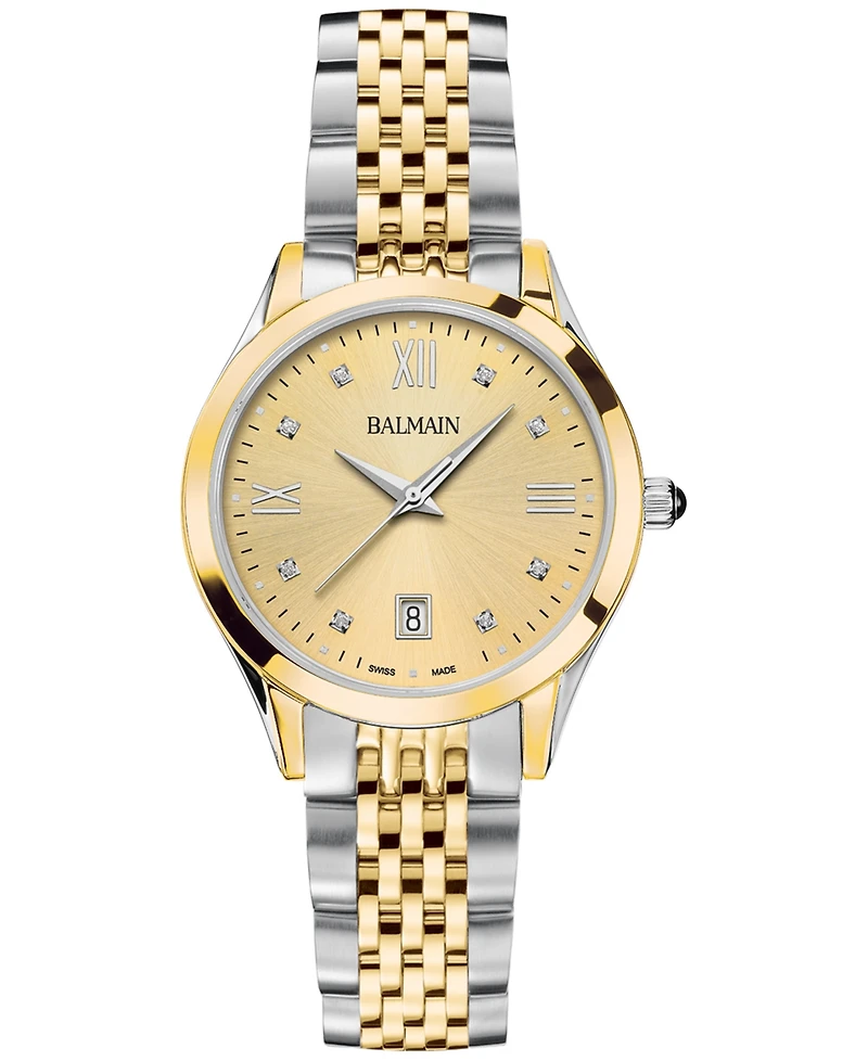 Balmain Women's Swiss Classic R Diamond Accent Two-Tone Stainless Steel Bracelet Watch 34mm